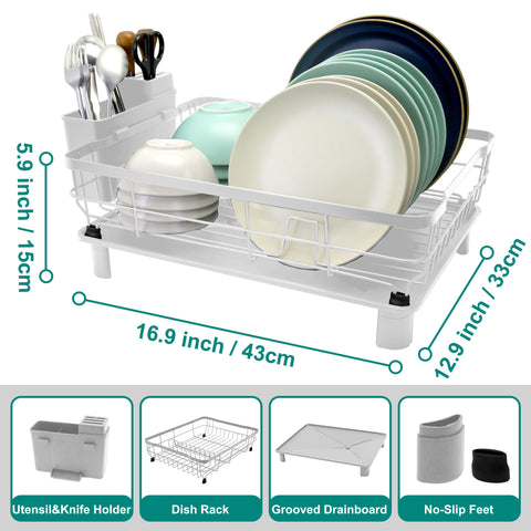 Goderewild dish drying rack drainboard speeds up water drainage.