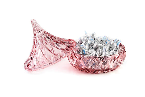 Godinger blush glass candy dish holds nuts or mints with easy access.