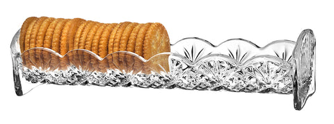 Godinger Dublin crystal cracker tray ideal for elegant entertaining and appetizers.