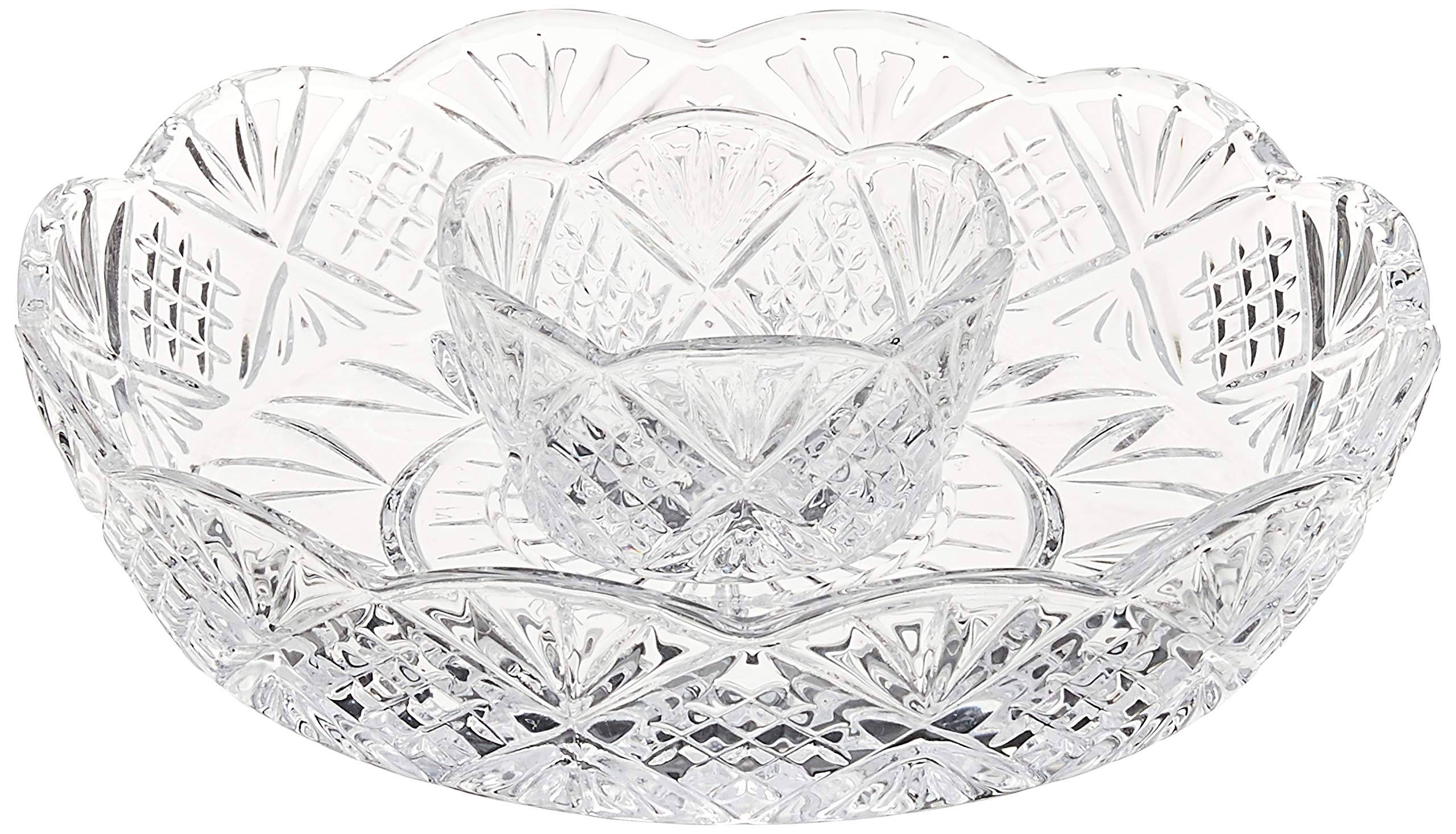 Godinger Dublin crystal chip and dip platter, elegant centerpiece for entertaining guests.