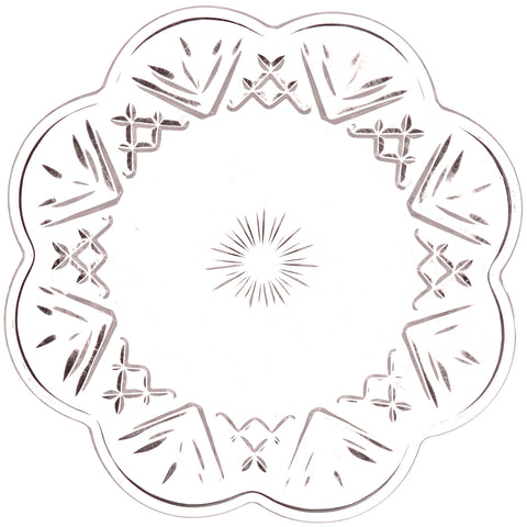 Godinger Dublin pattern crystal plates close-up highlighting fine detail for fruit or dessert