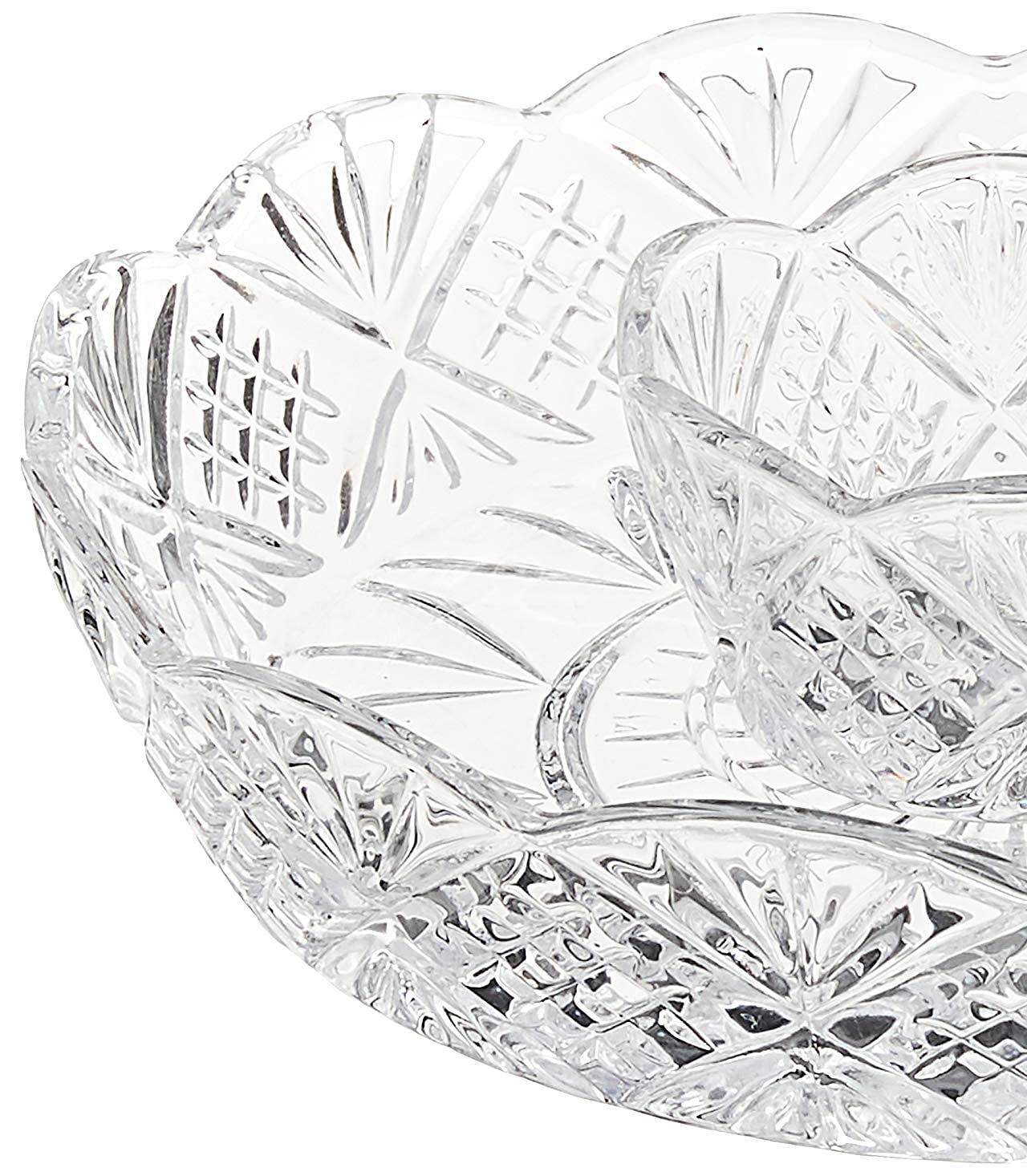 Godinger Dublin serving platter with double scalloped rim enhances chips, dips, and appetizers.