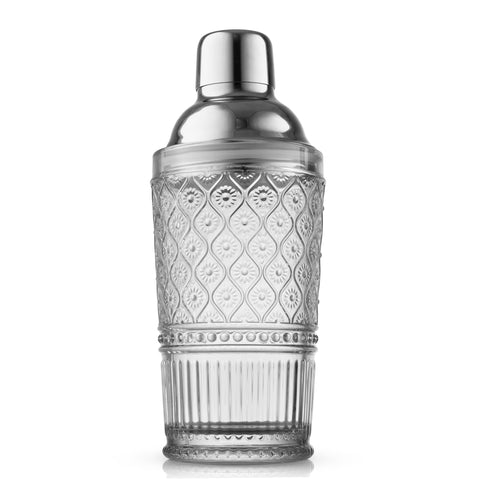 Godinger Claro glass cocktail shaker, 17 oz, ideal for stylish entertaining and barware display.