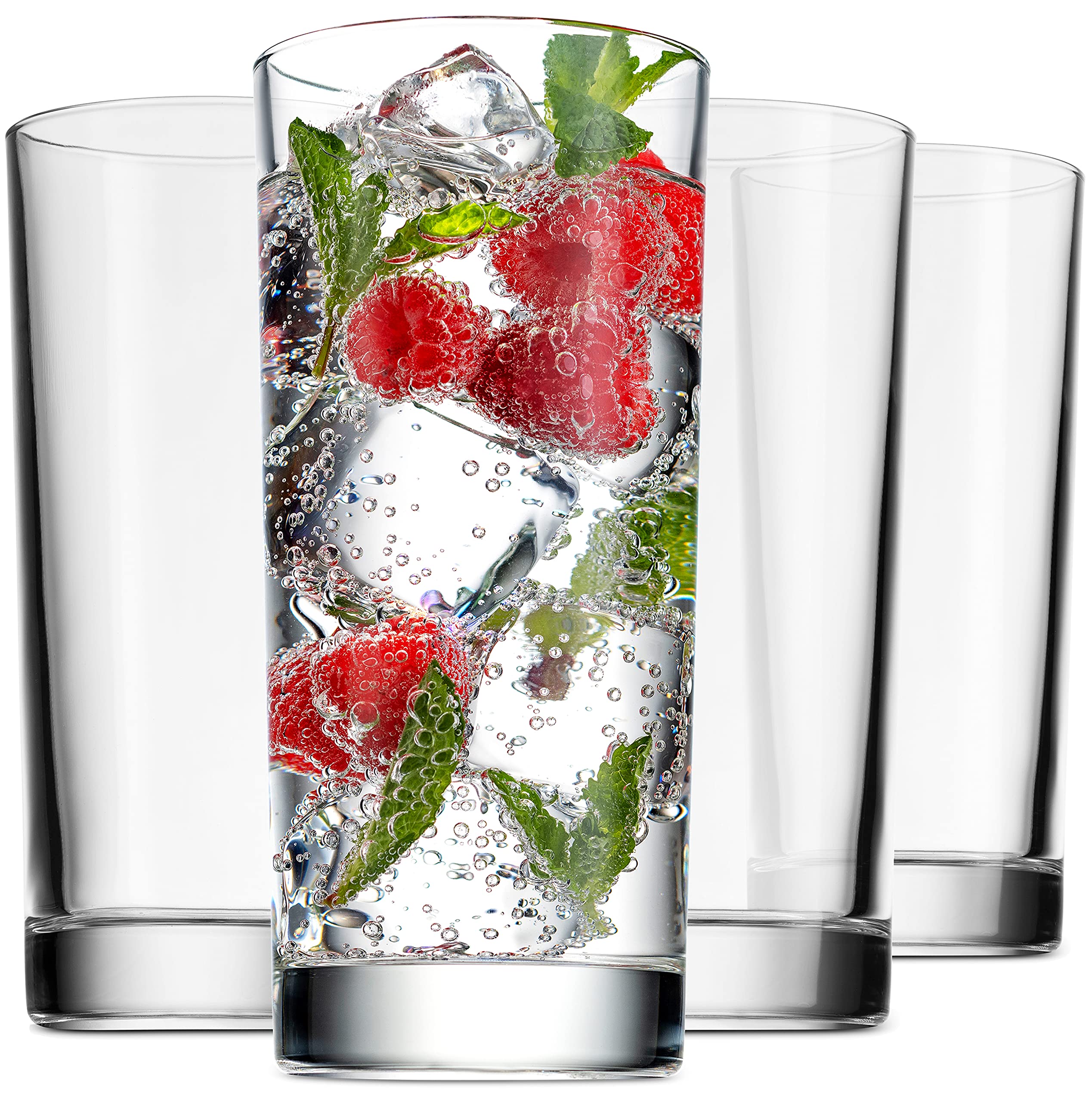 Godinger highball glass in Italian-made design, ideal for cocktails and tall drinks.