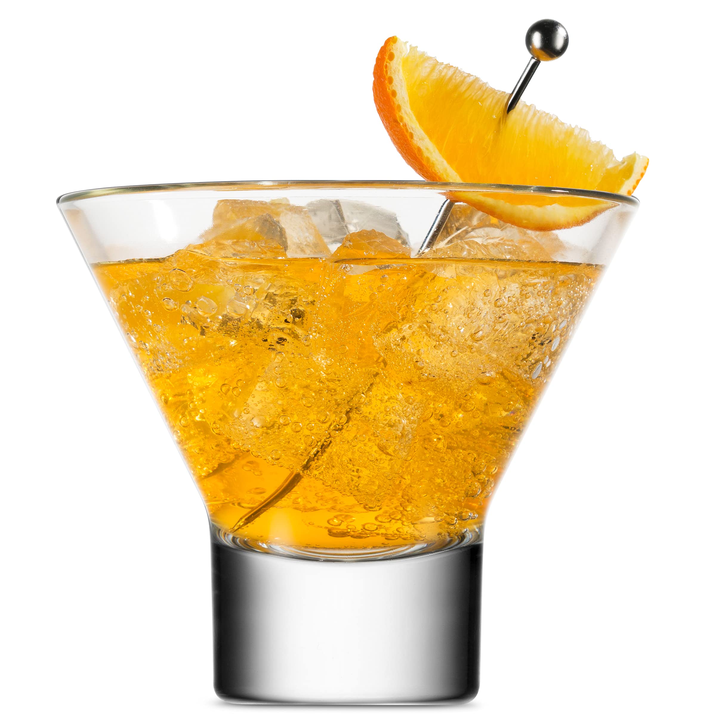 Godinger martini glasses stackable design saves space in your bar.