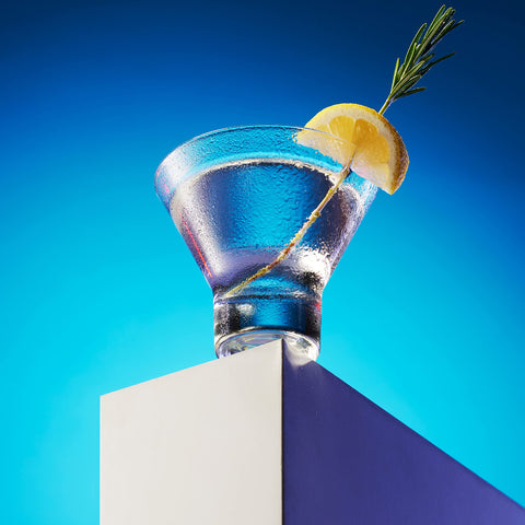 Godinger martini glasses with cocktail demonstrate ideal serving and presentation.