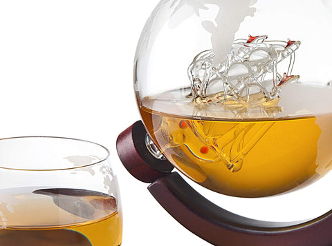 Crystal decanter for bourbon, scotch, or vodka adds luxurious table presence.