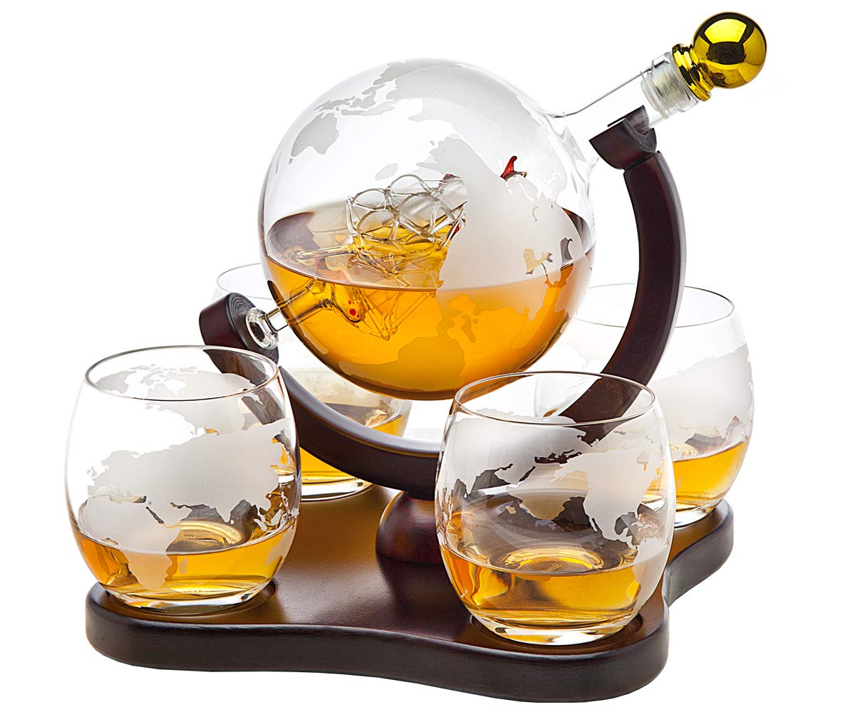 Godinger whiskey decanter globe 850ml with elegant pour for refined home bars.