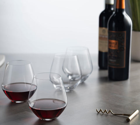 Godinger wide-bowl wine glasses promote aeration and aroma release during tastings.