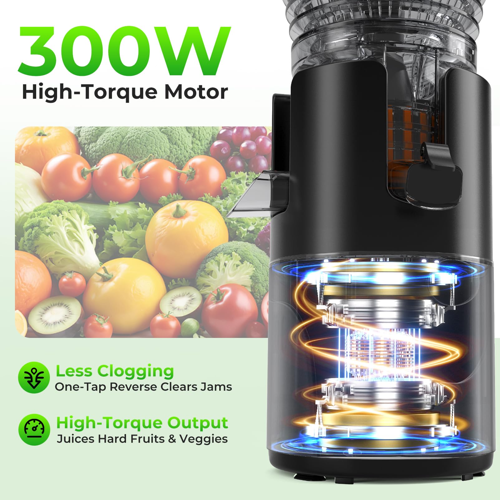 Godspeeds juicer easy-clean filter removal for quick rinse.