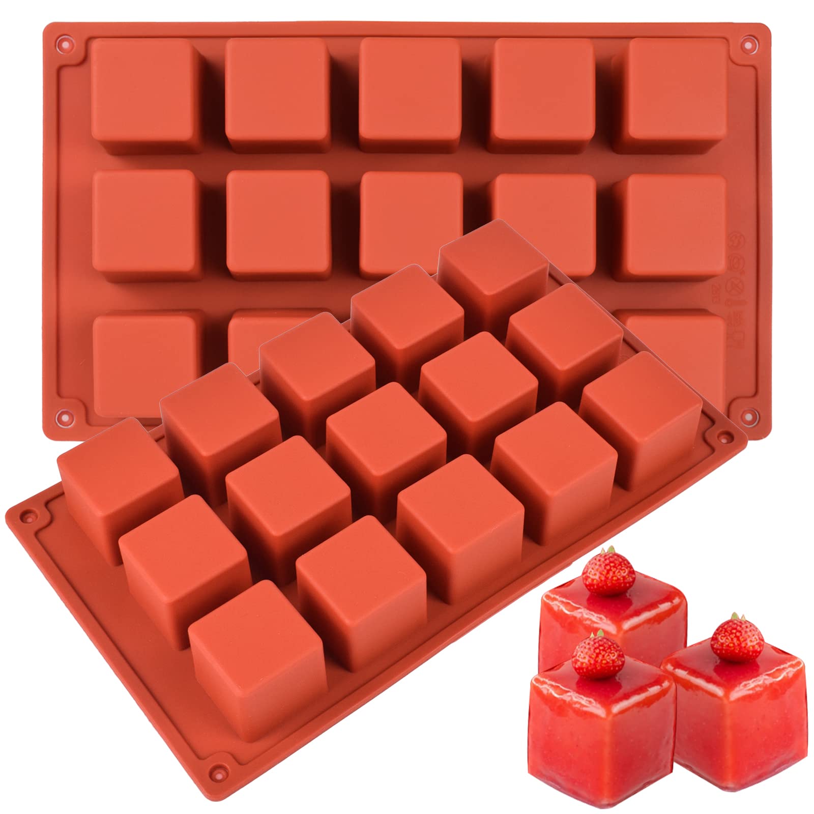 Goensjt square silicone mold with 15 cavities for versatile desserts