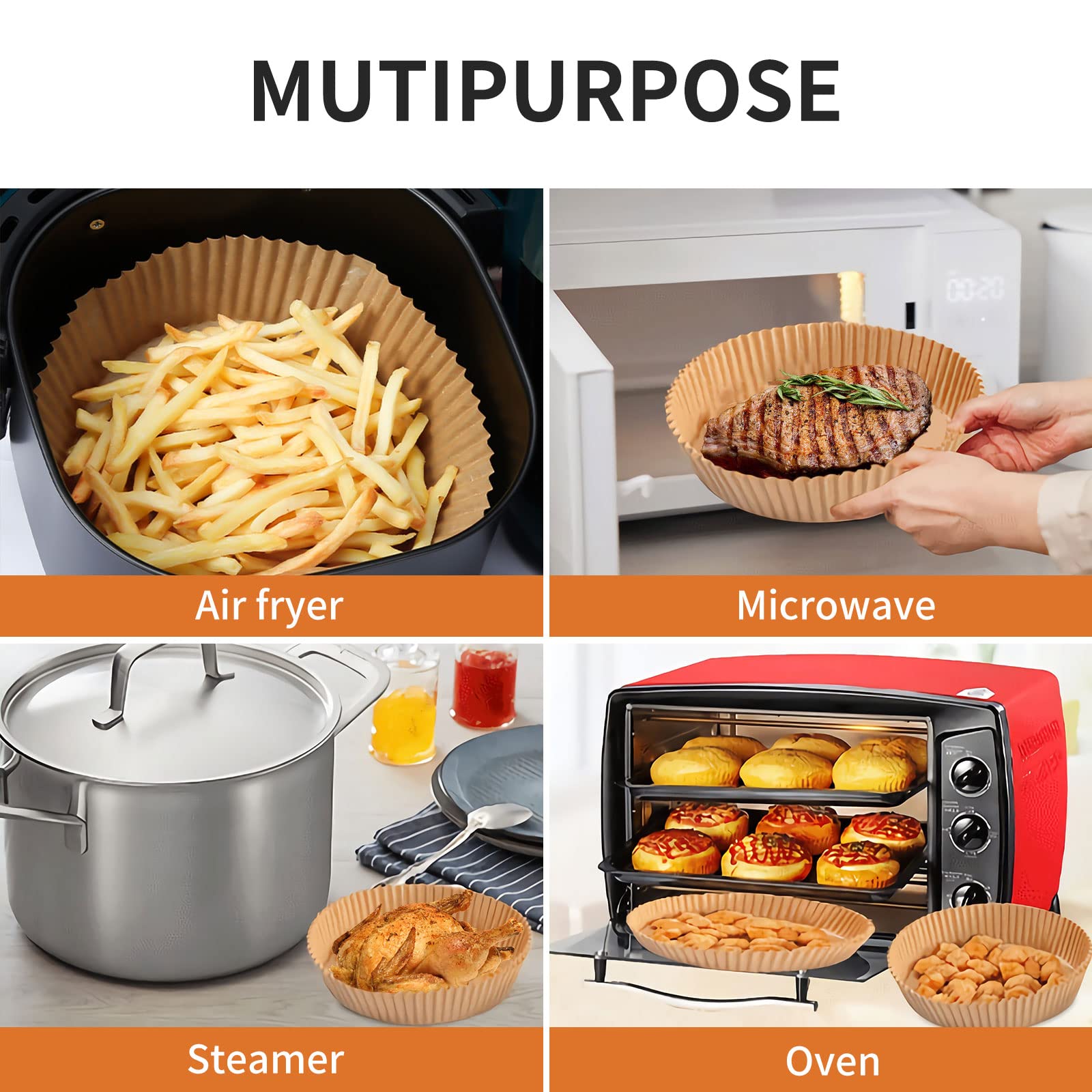 GOFFUGT round liners fit most air fryers and simplify cleanup.