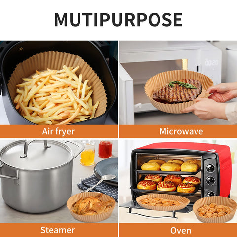GOFFUGT round liners fit most air fryers and simplify cleanup.