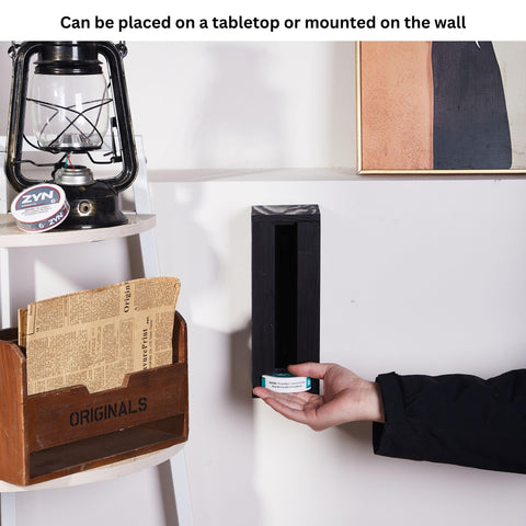 GoFika ZYN can holder dispenser black bottom-dispense action for easy refills