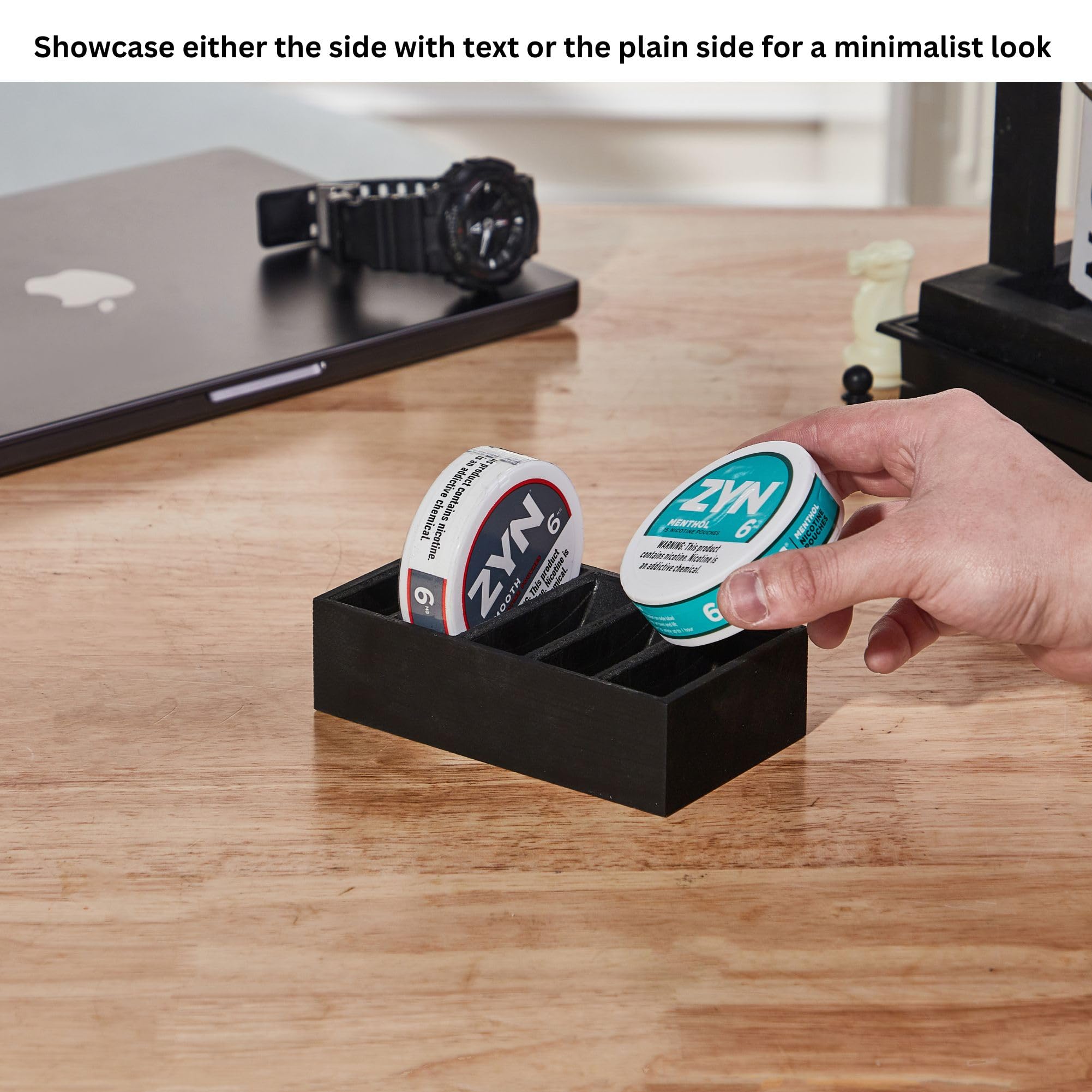 GoFika Zyn Holder wooden craft with pouch power graphic adds playful desk charm