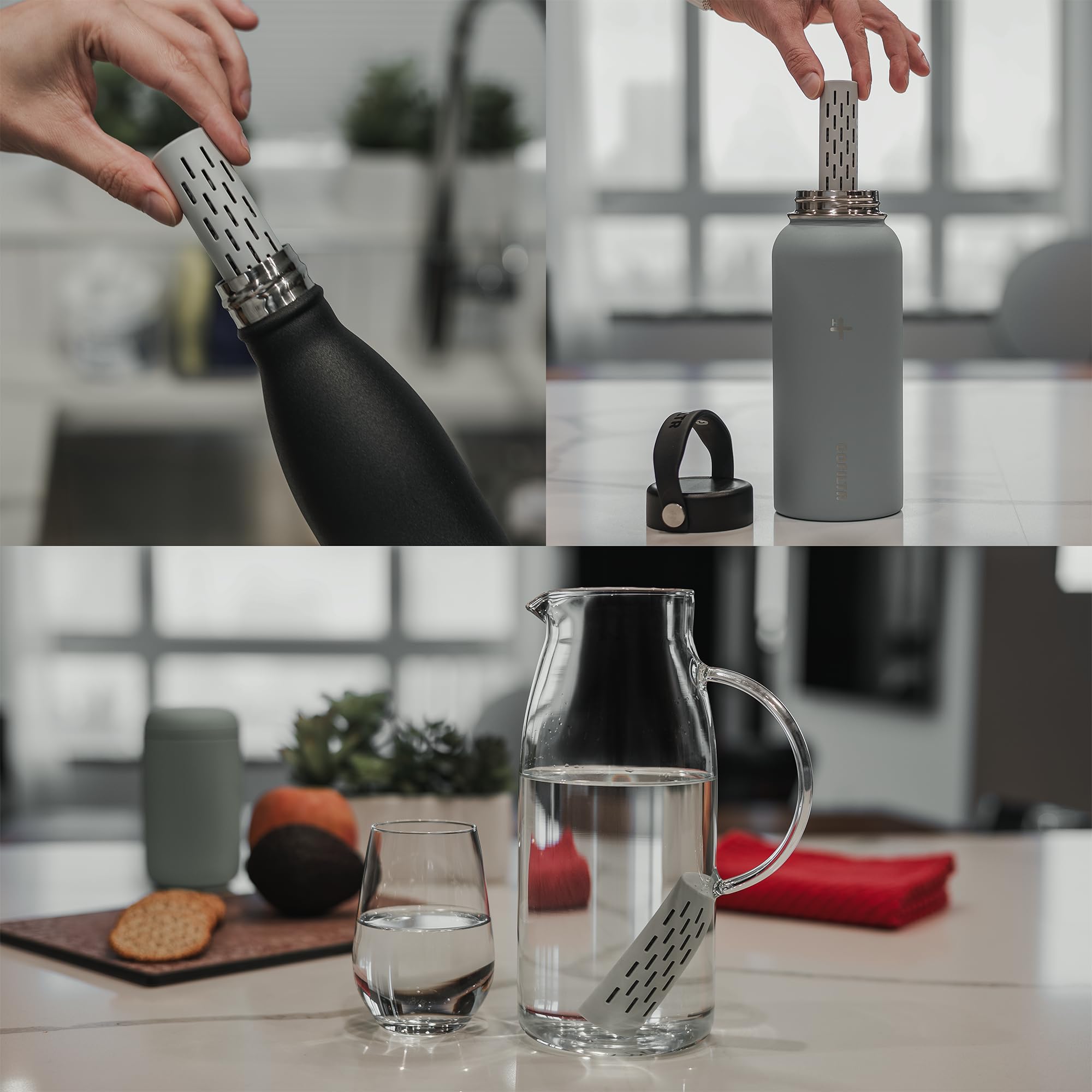 GOFILTR infuser pouring mineral ionized water into a glass