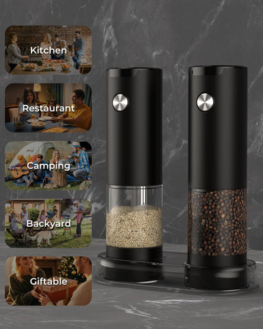 gofuch grinder rests on a stable base to prevent tipping during serving.