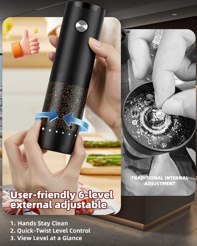 gofuch grinder with LED light for clear spice visibility in dim kitchens.