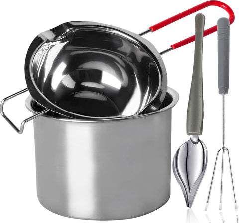 Goging stainless steel double boiler front view shows sturdy design for gentle heating.
