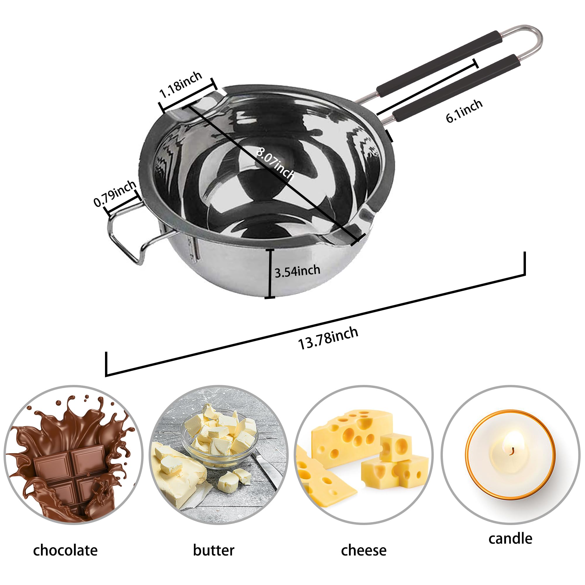 Goging melting pot offers wide area for butter, chocolate, or wax