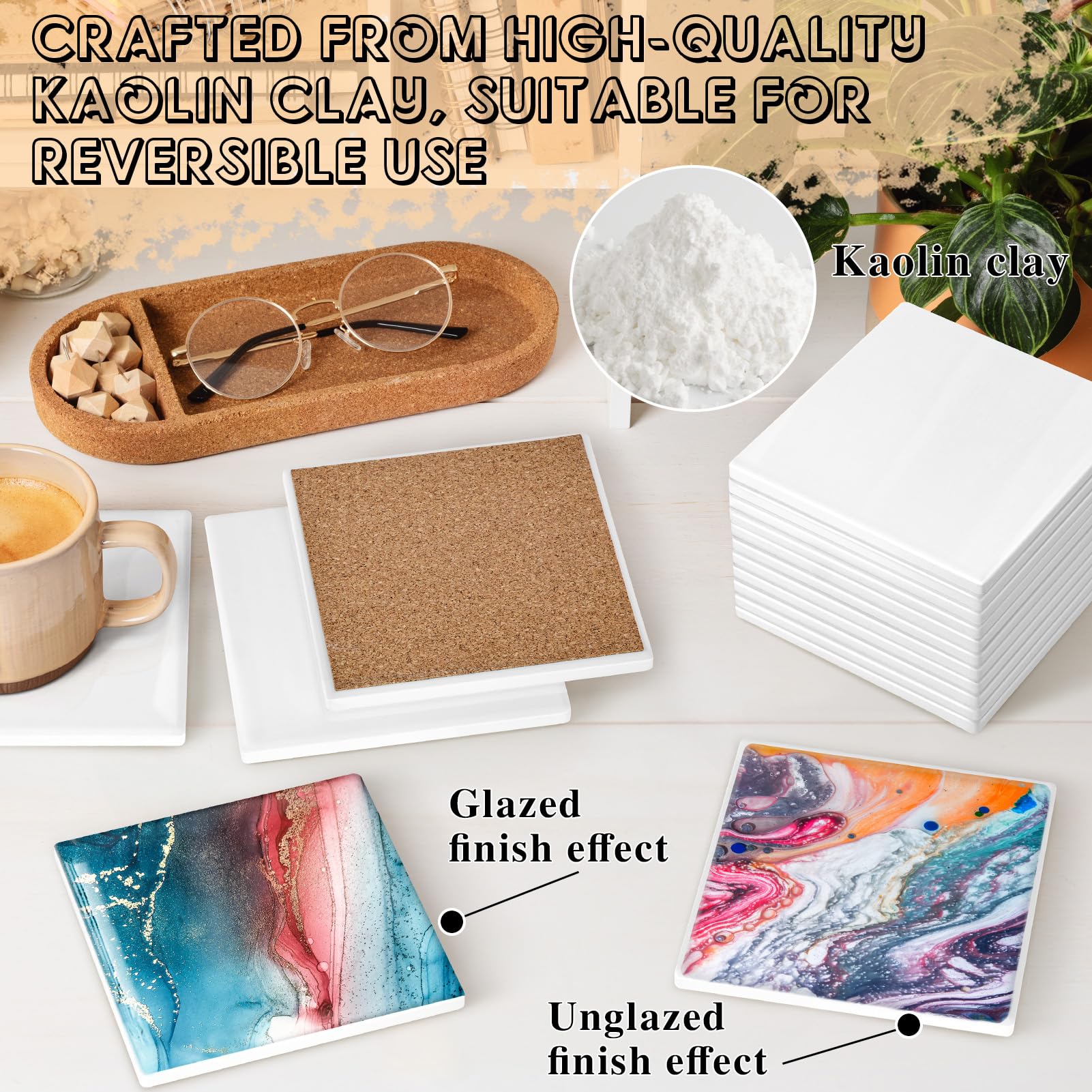 Goh Dodd double-sided coaster showing glaze and natural finish for versatile use