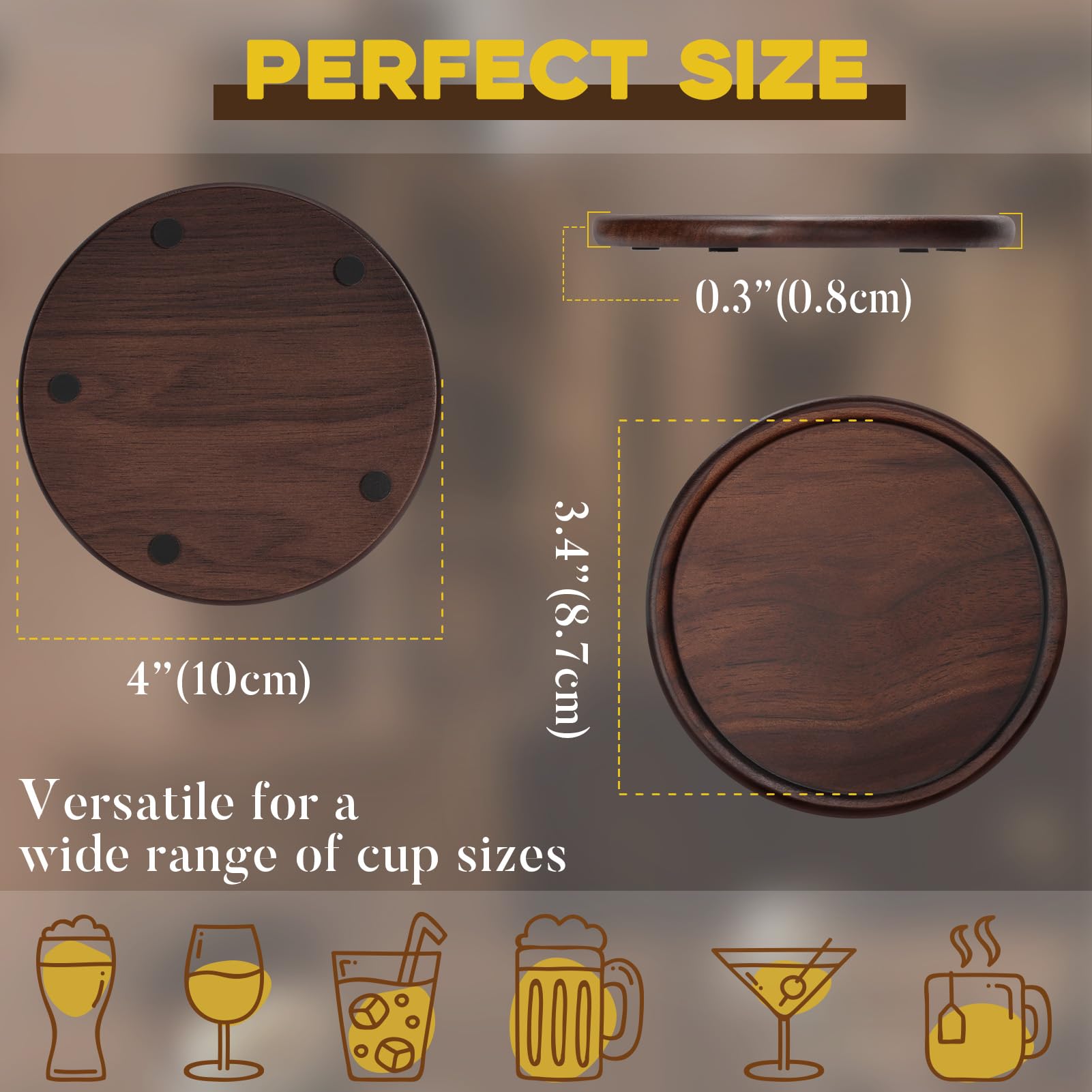 GOH DODD 4-inch coasters fit most cups securely.