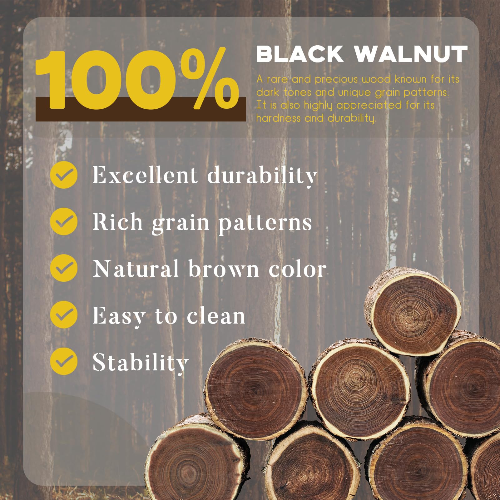 GOH DODD walnut coaster closeup grain highlights natural beauty and durability.