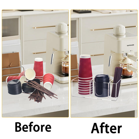 Goindy lids and stirrers compartment helps keep essentials organized and ready.