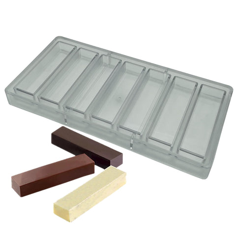 Goldbaking 7-cavity bar mold with uniform rectangle cavities for professional-quality bars