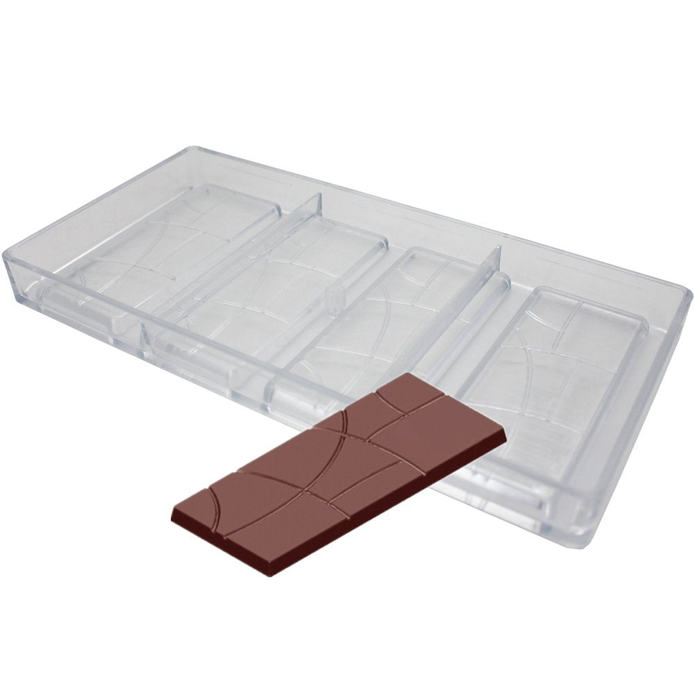Goldbaking plain bar mold front view, smooth chocolate release with polycarbonate design