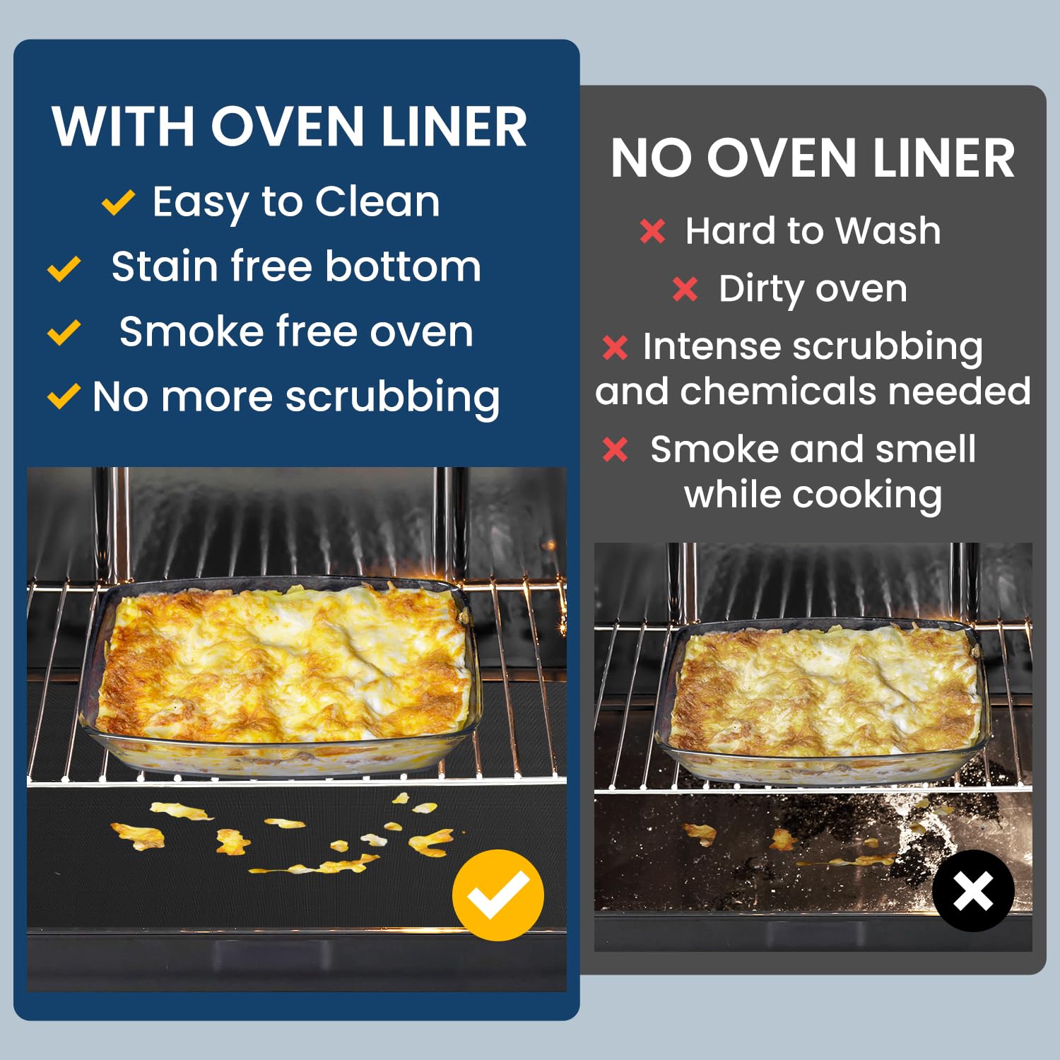 Goldeer non-stick oven liner is dishwasher-safe for quick cleaning.