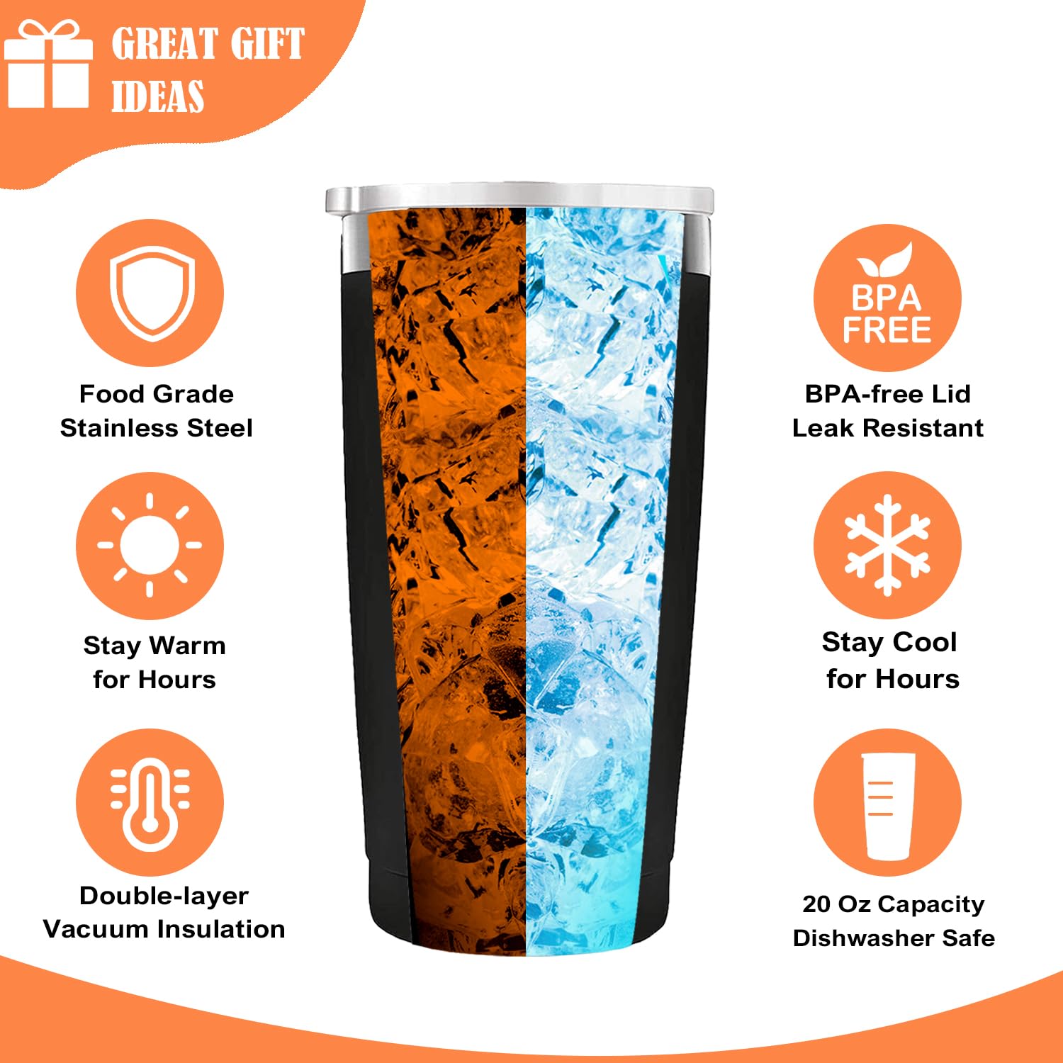 Golden Associate travel mug with leakproof lid for outdoor use