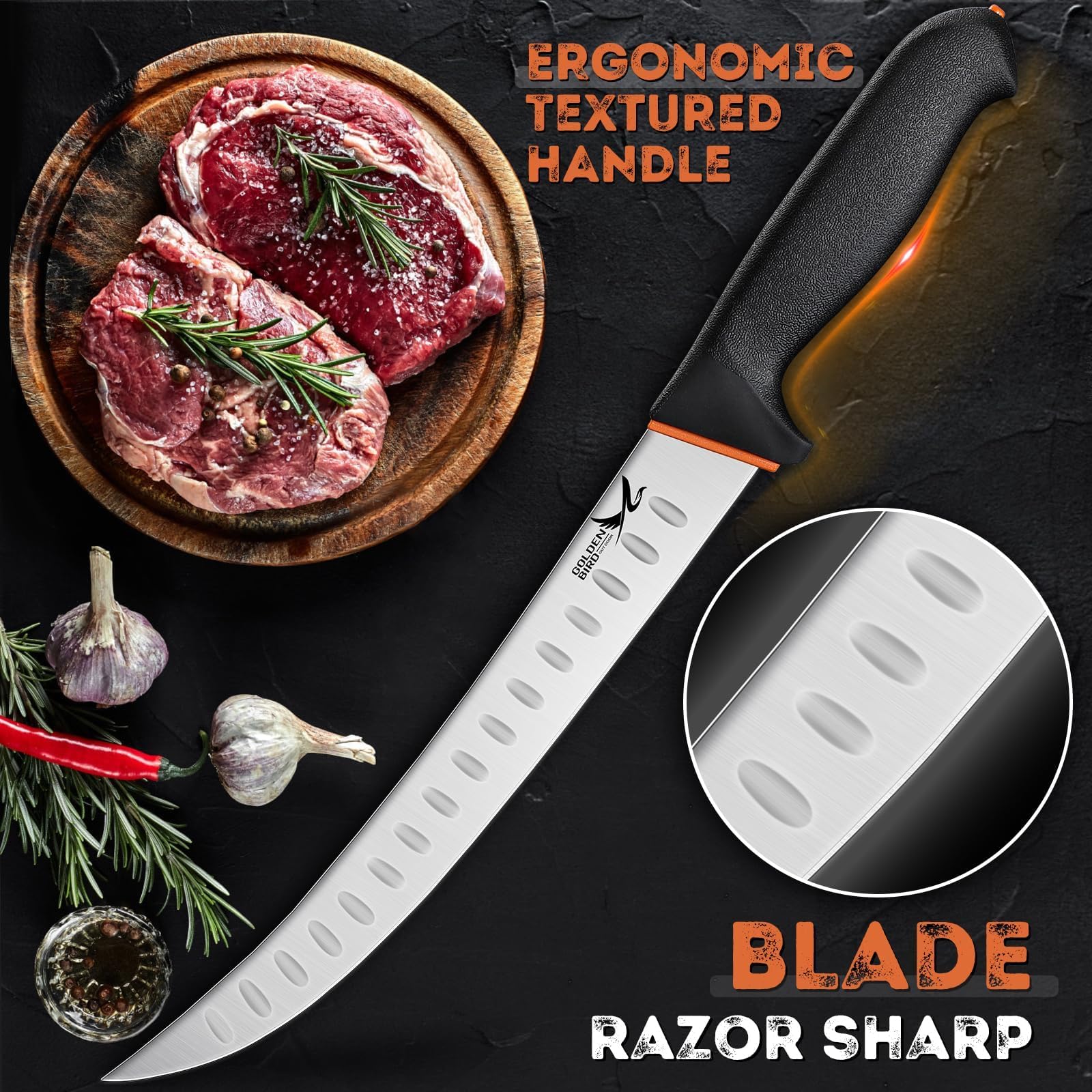 Golden Bird 10-inch butcher breaking knife for efficient portioning