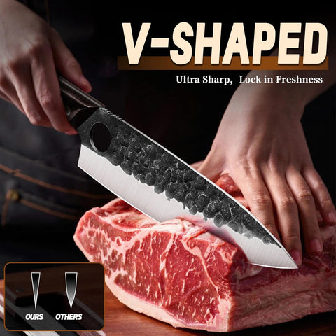 Golden Bird 8-inch chef knife with razor edge for precise slicing.