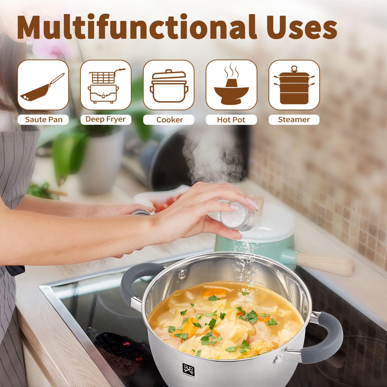 GOLDEN KEY dishwasher-safe steamer saves time on cleanup