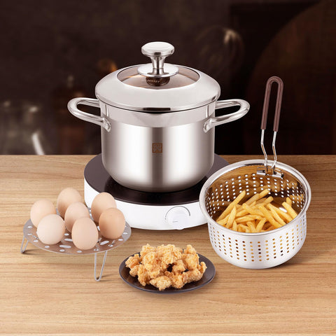 GOLDEN KEY egg steamer attachment adds cooking versatility.