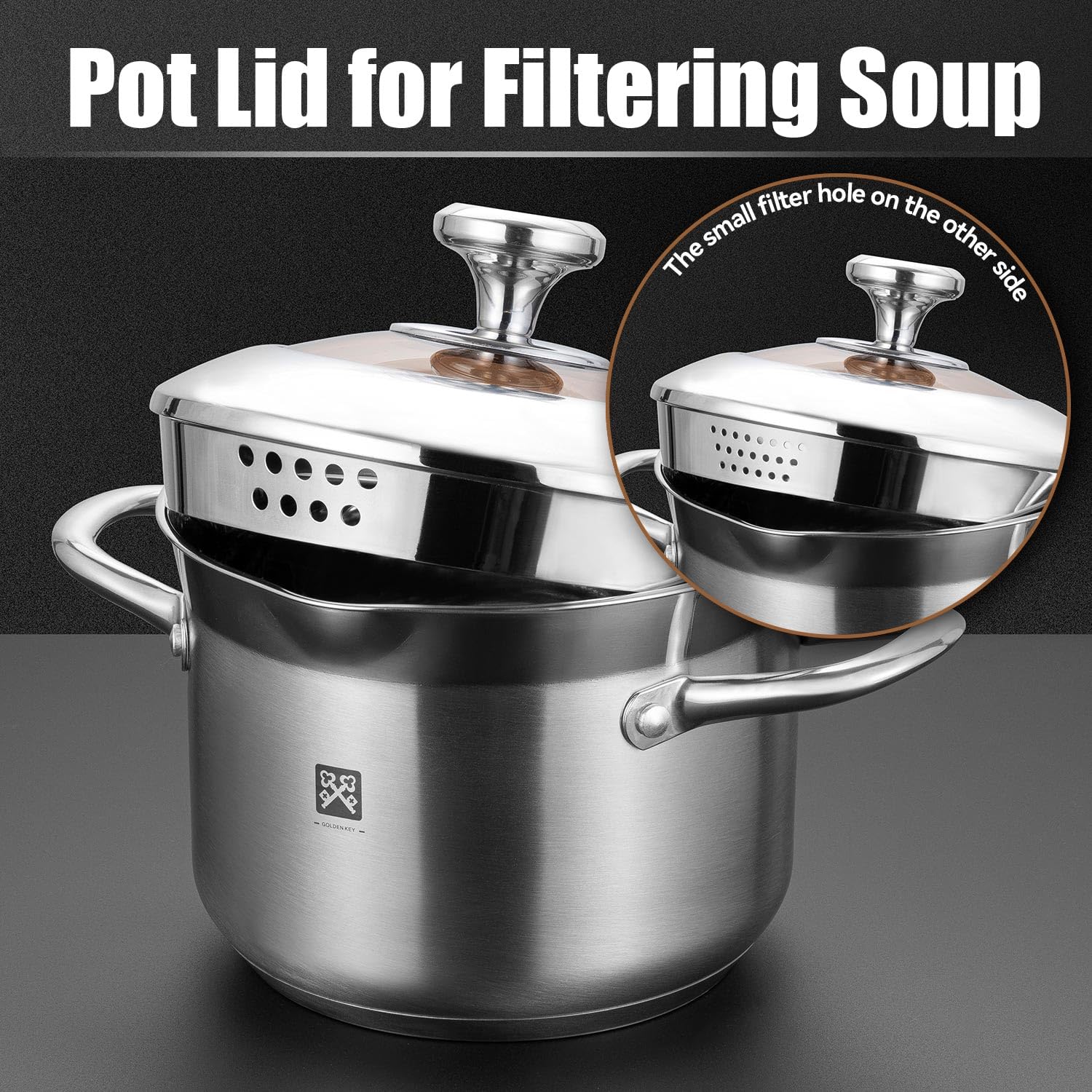GOLDEN KEY stainless steel body for durable everyday cooking.