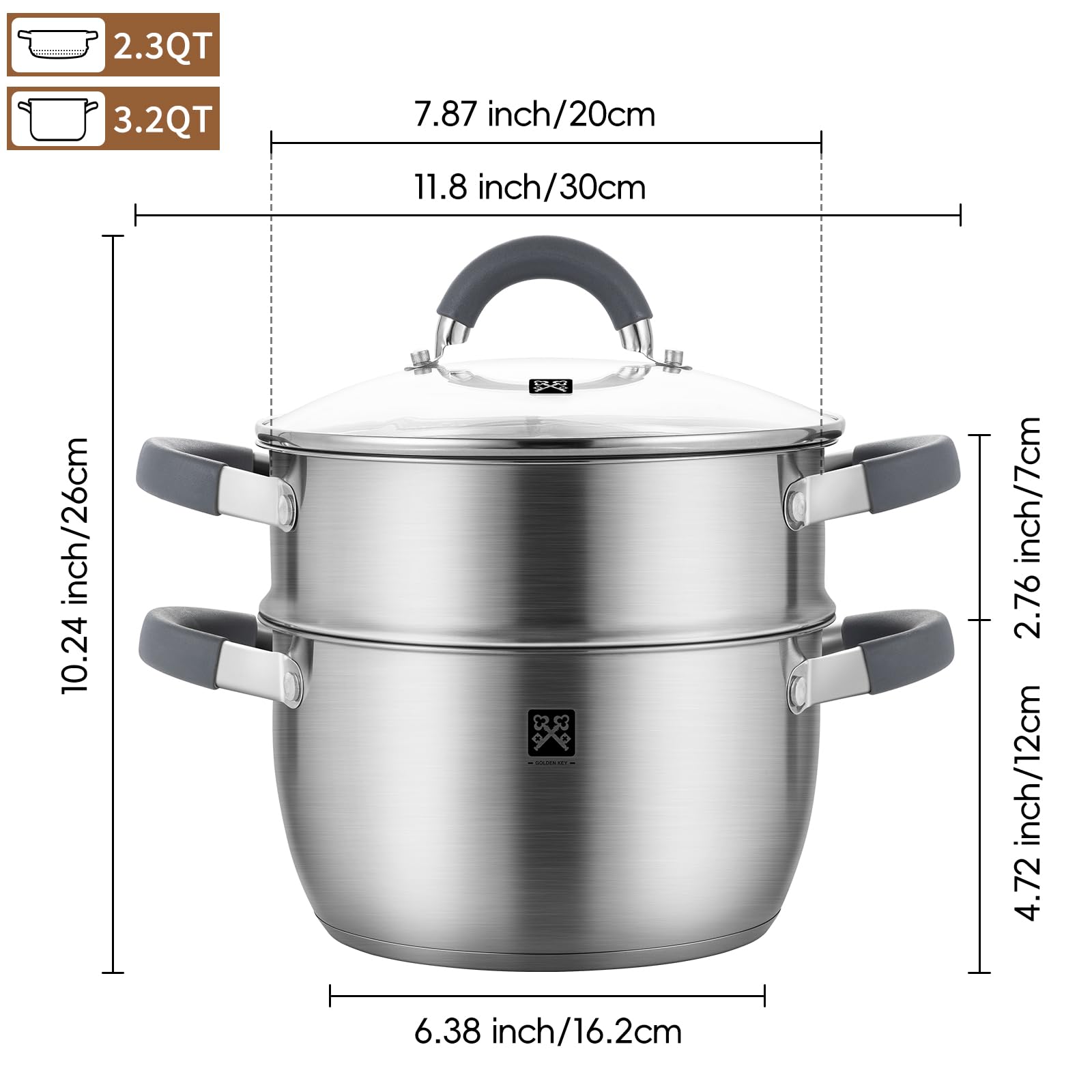 GOLDEN KEY 2 Qt steamer basket for steaming vegetables and dumplings