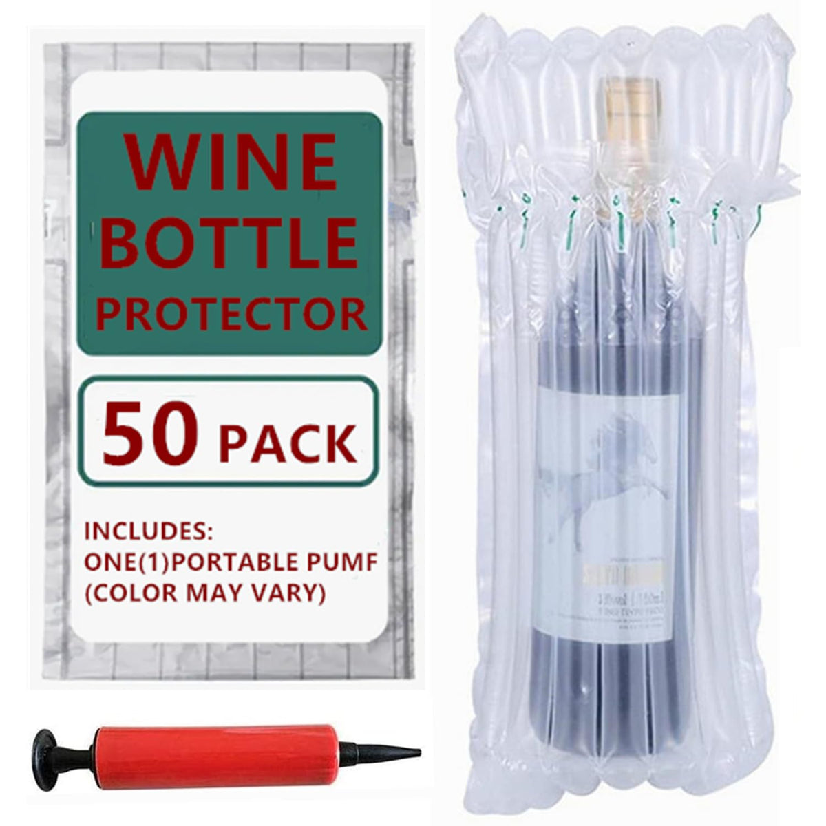 Goldhik wine bottle protector bag in a 50-pack for safe travel.