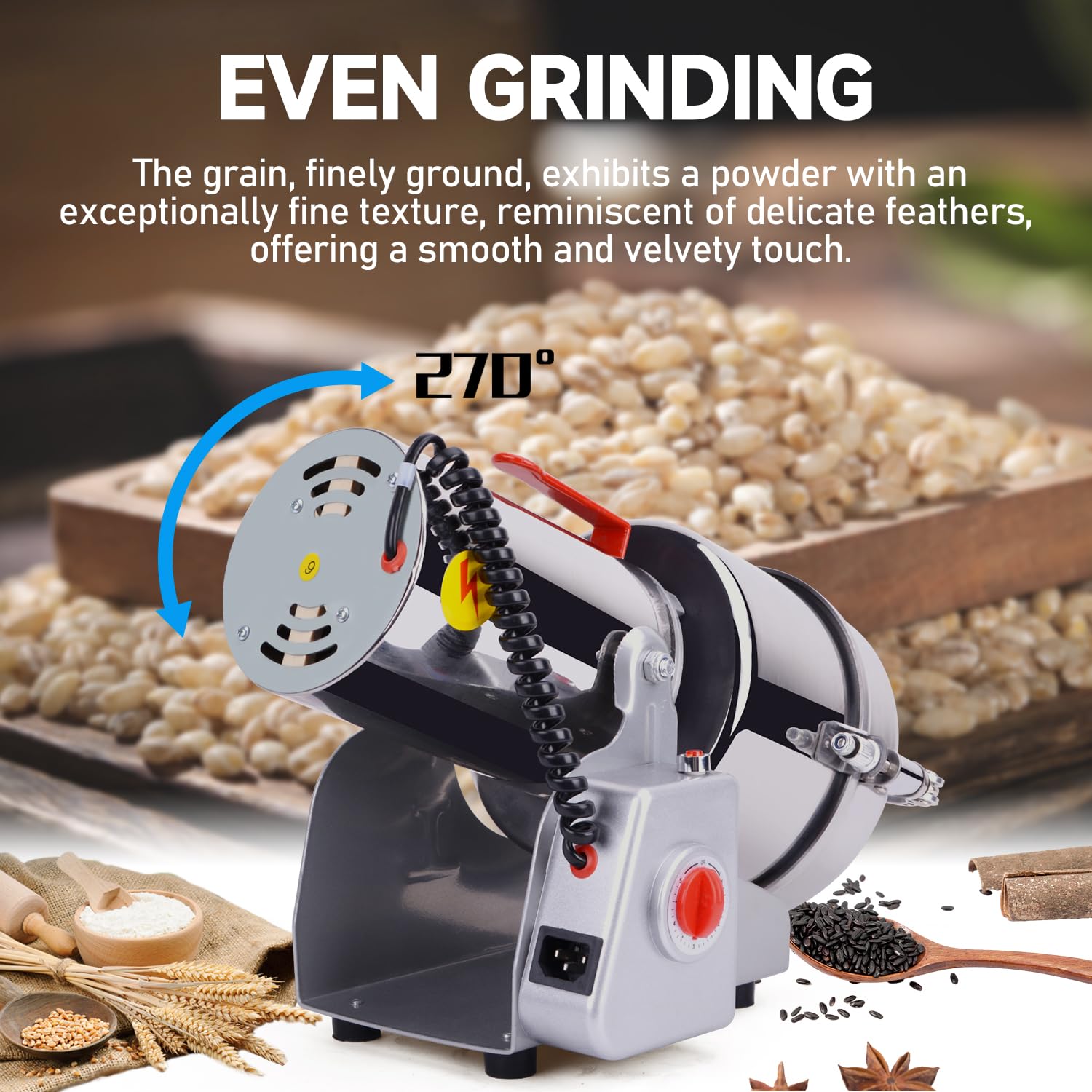 Goldtouch 750g grain mill grinder motor in action for high efficiency