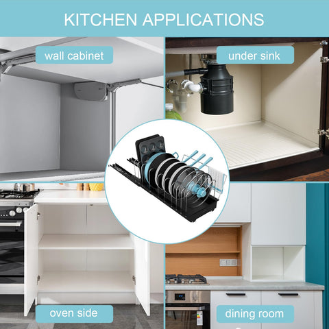 Golener cast iron-ready organizer supports heavy cookware without wobble.