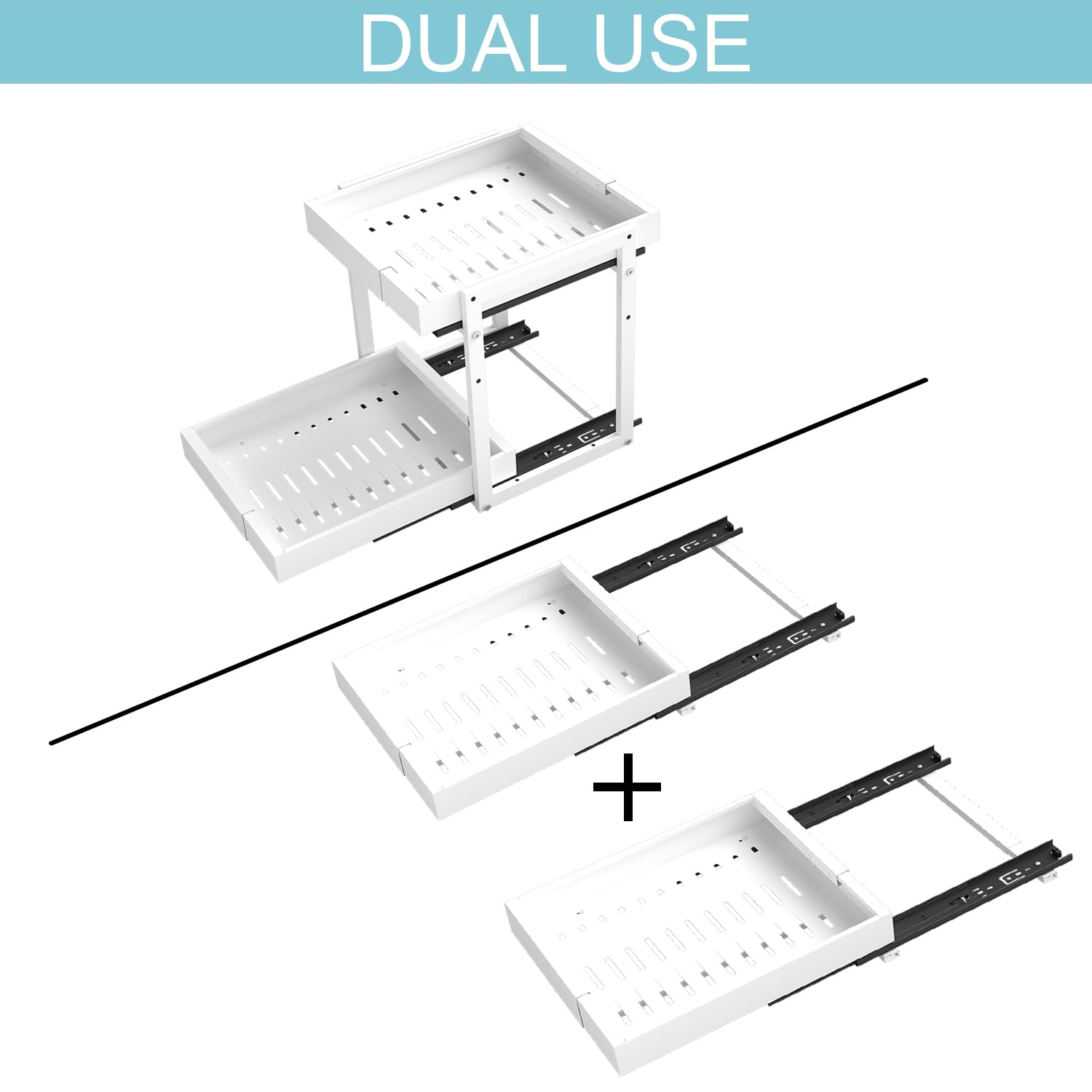 Golener versatile storage solution for kitchen and bathroom spaces