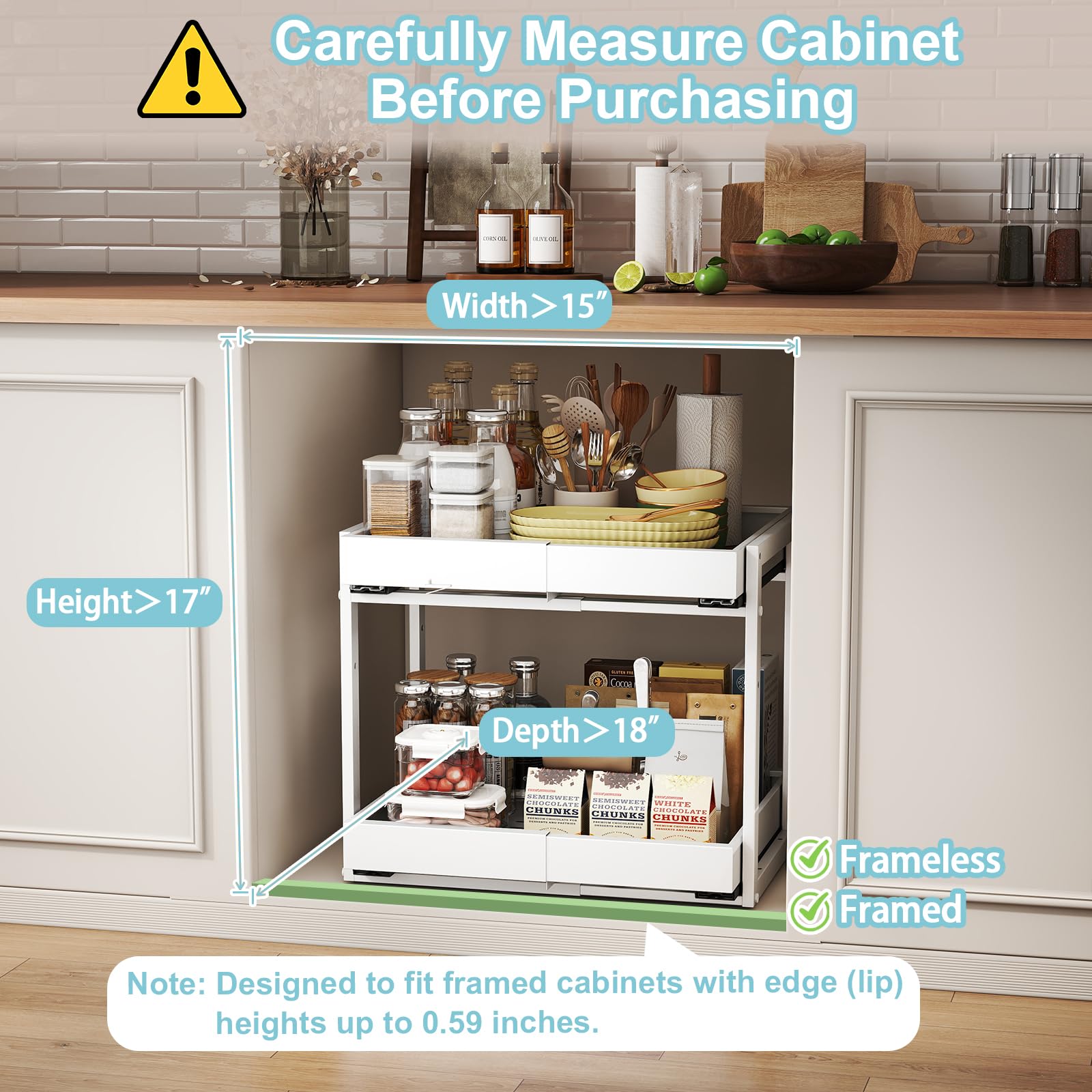 Golener top-tier height settings adapt to cookware or toiletries