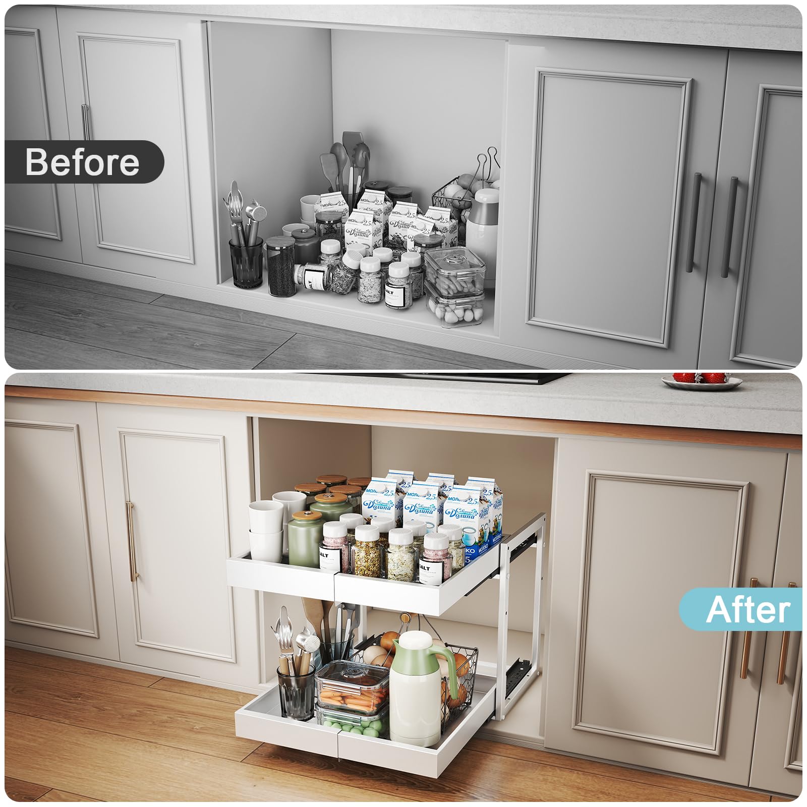 Golener white metal frame blends with modern kitchens and bathrooms