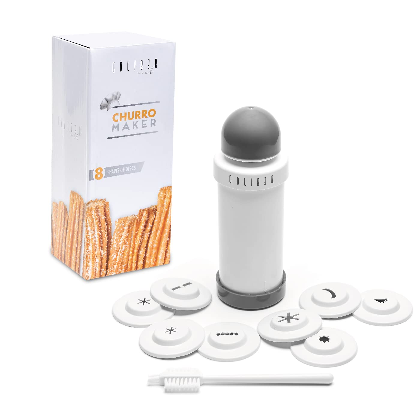 Goliber Churro Maker gun front view for easy home churro making.