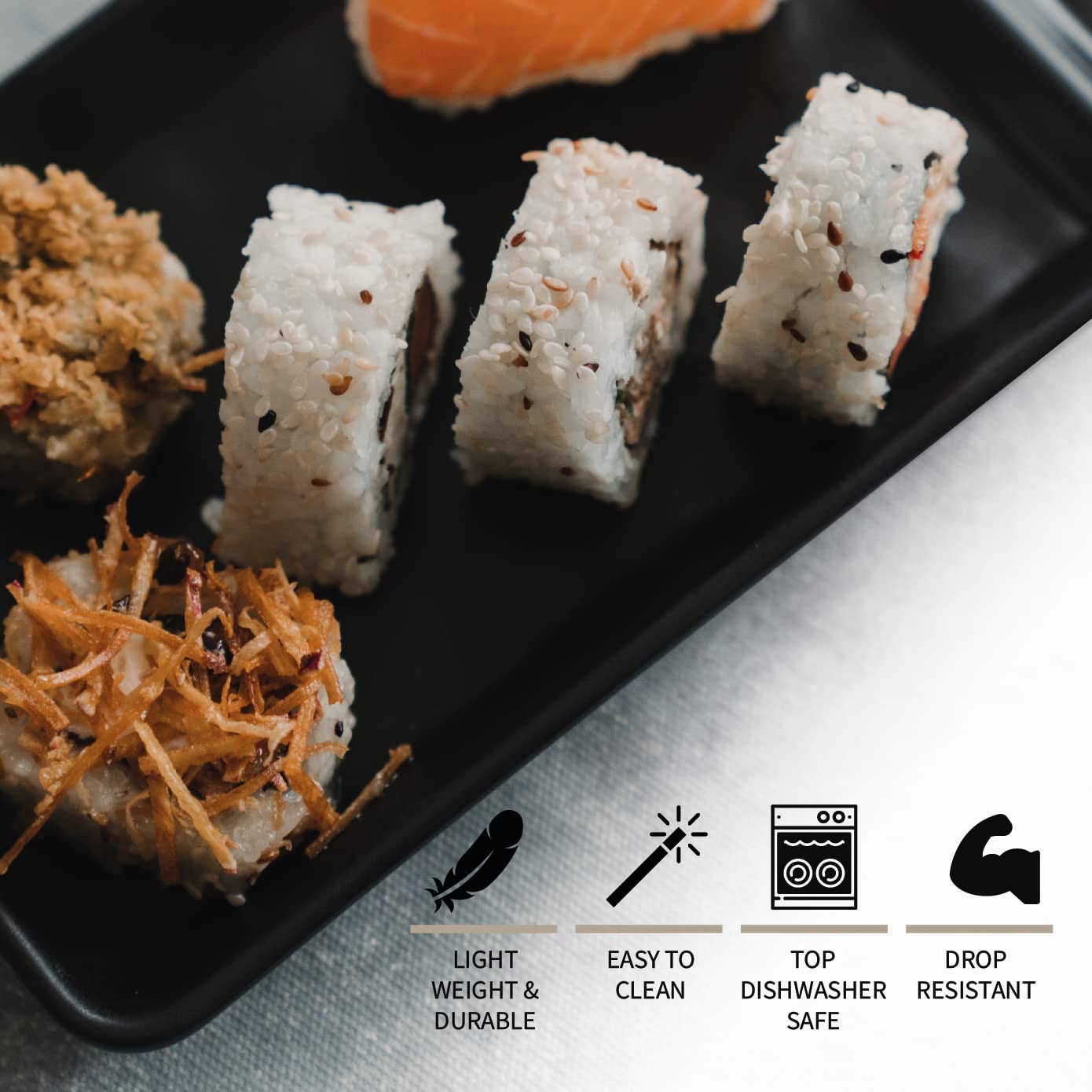 Goliber melamine dishware, durable and light for easy handling.