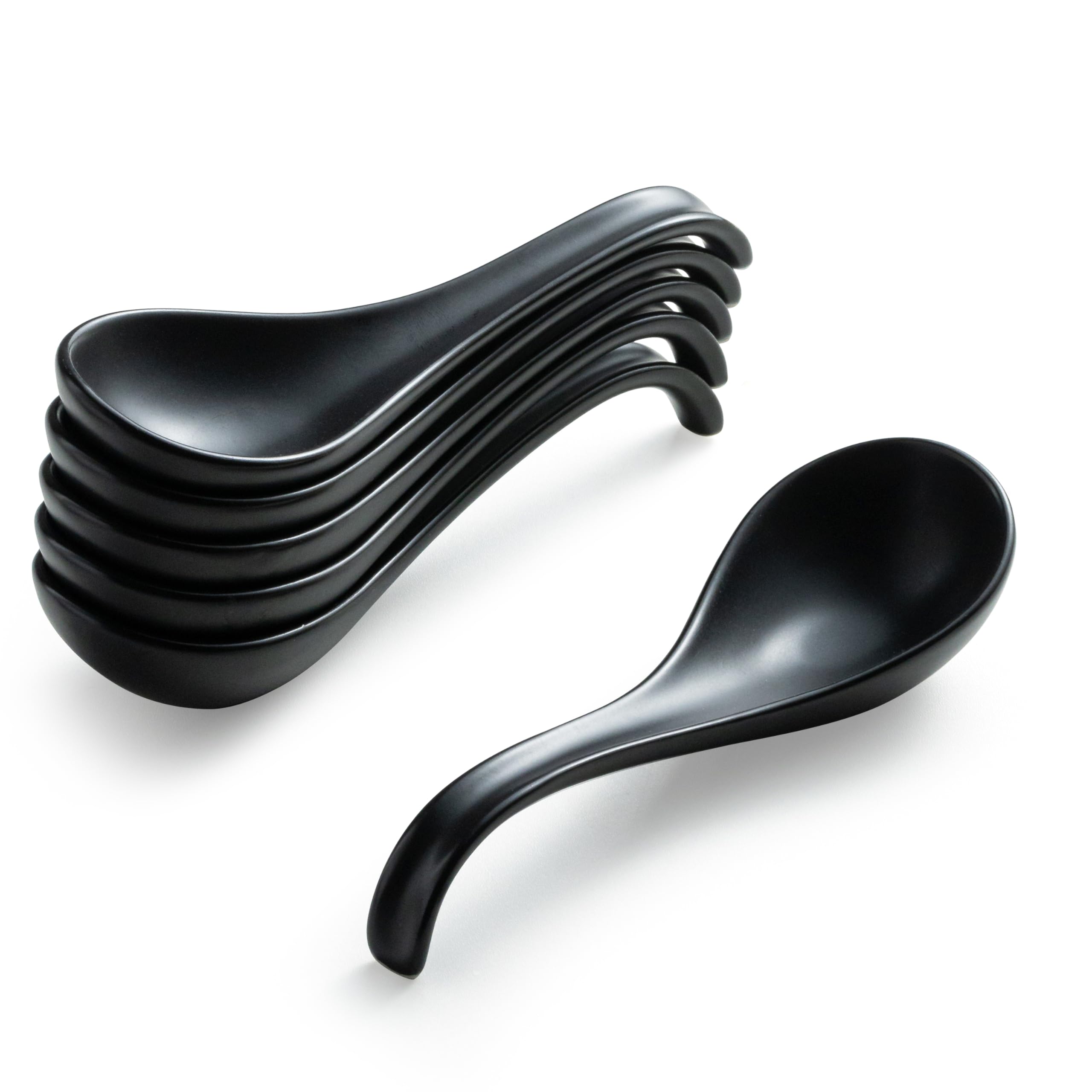 Gomakren 6-pack Asian soup spoons for versatile bowls and broths