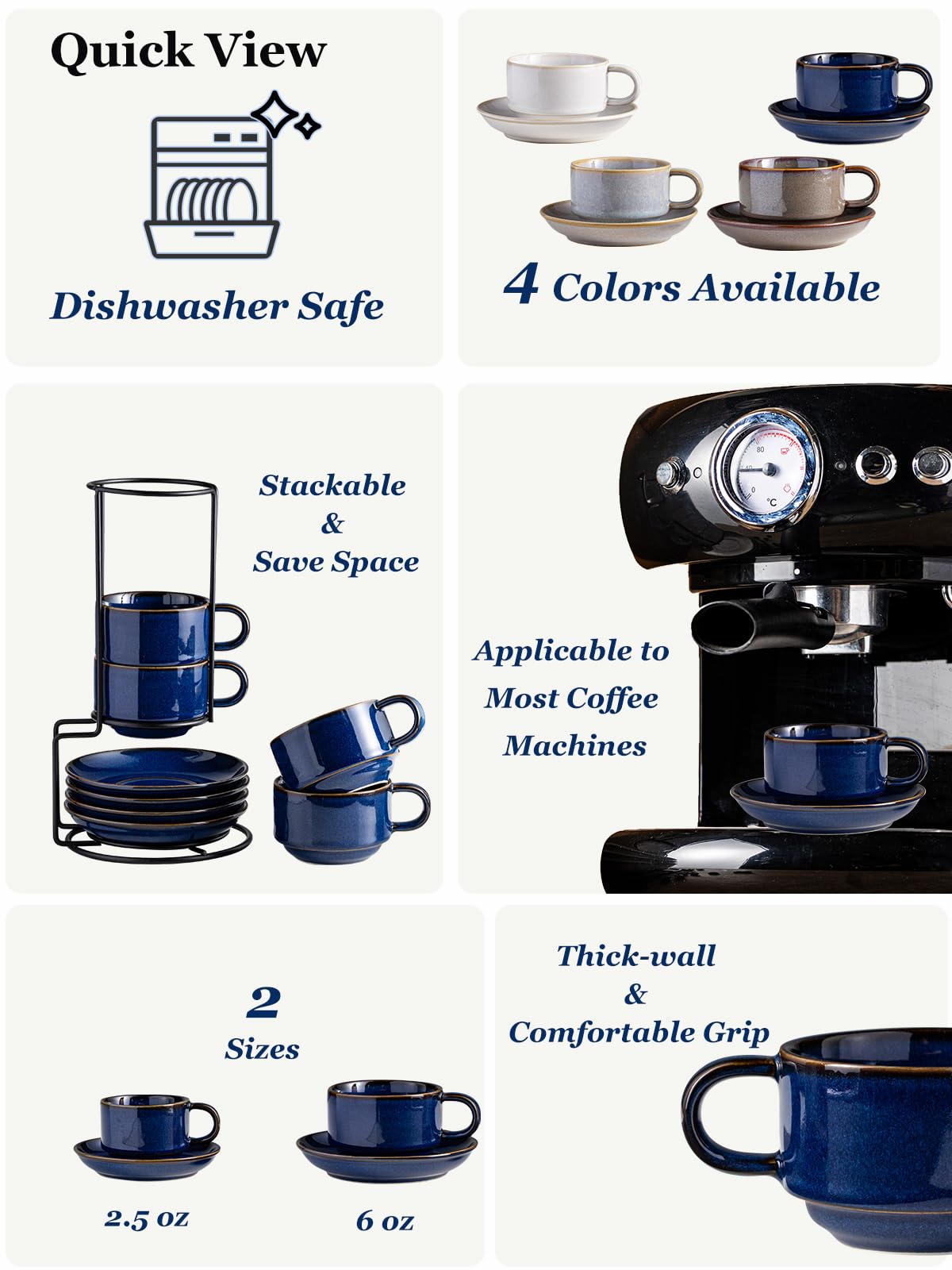 Gomakren cups on metal stand for organized storage