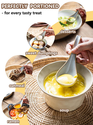 Gomakren ceramic spoons feature an ergonomic handle to prevent slips.