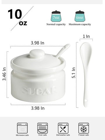 Gomakren ceramic sugar jar in white finish on a kitchen counter